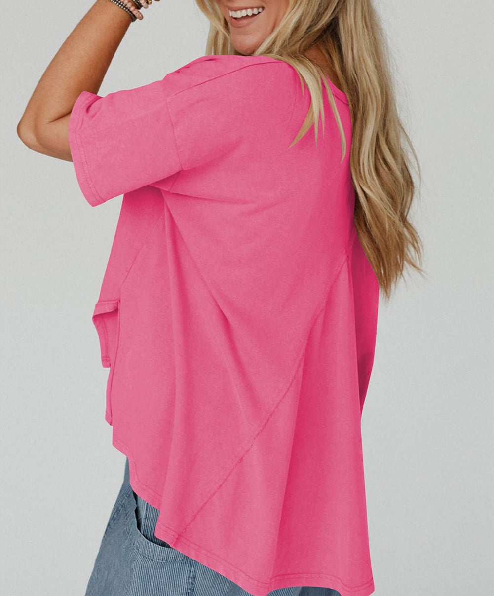 Mineral Wash Studded Star Patch Graphic High Low Tee