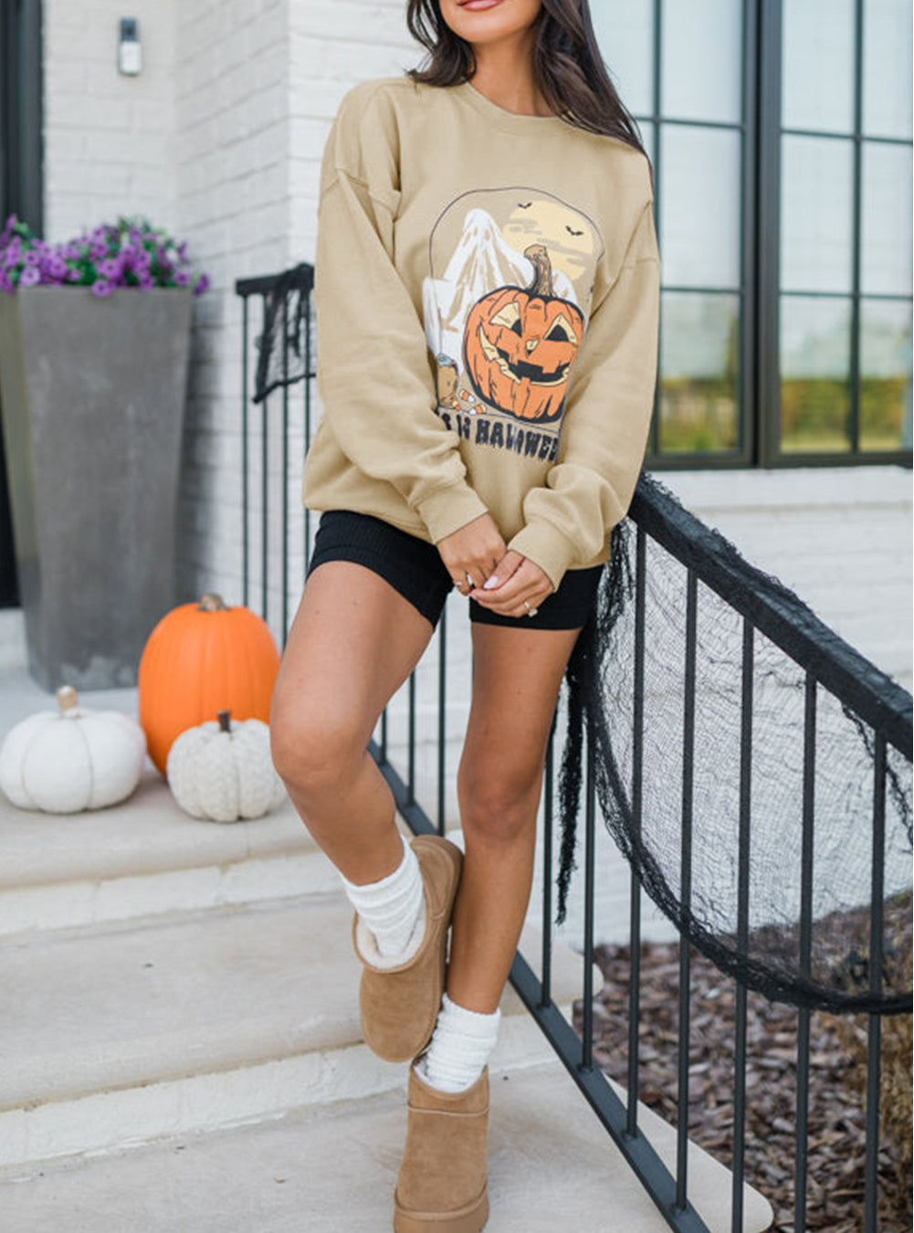 Spooky Pumpkin Graphic Crewneck Halloween Sweatshirt
