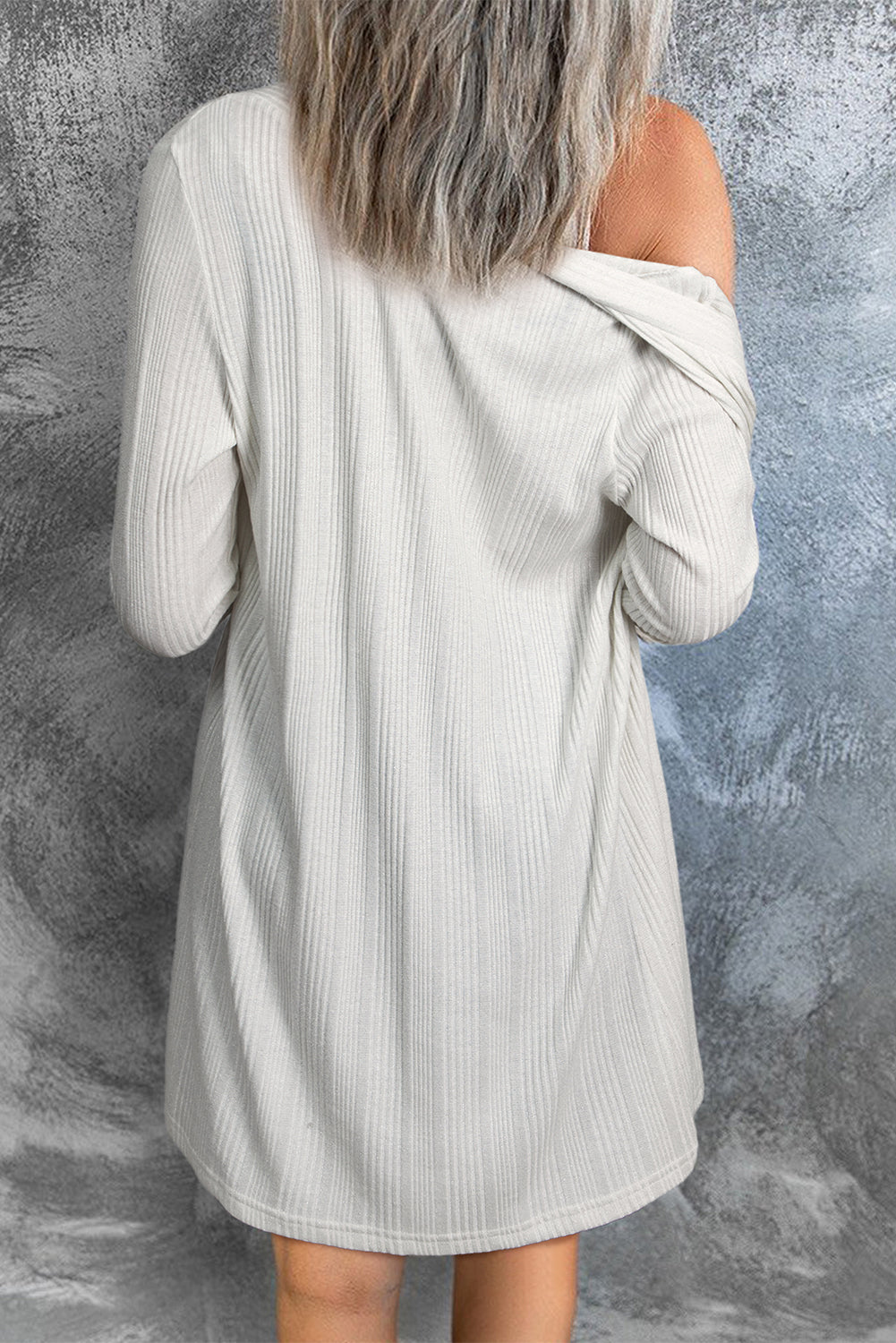 Solid Color Ribbed Button up Tunic Cardigan