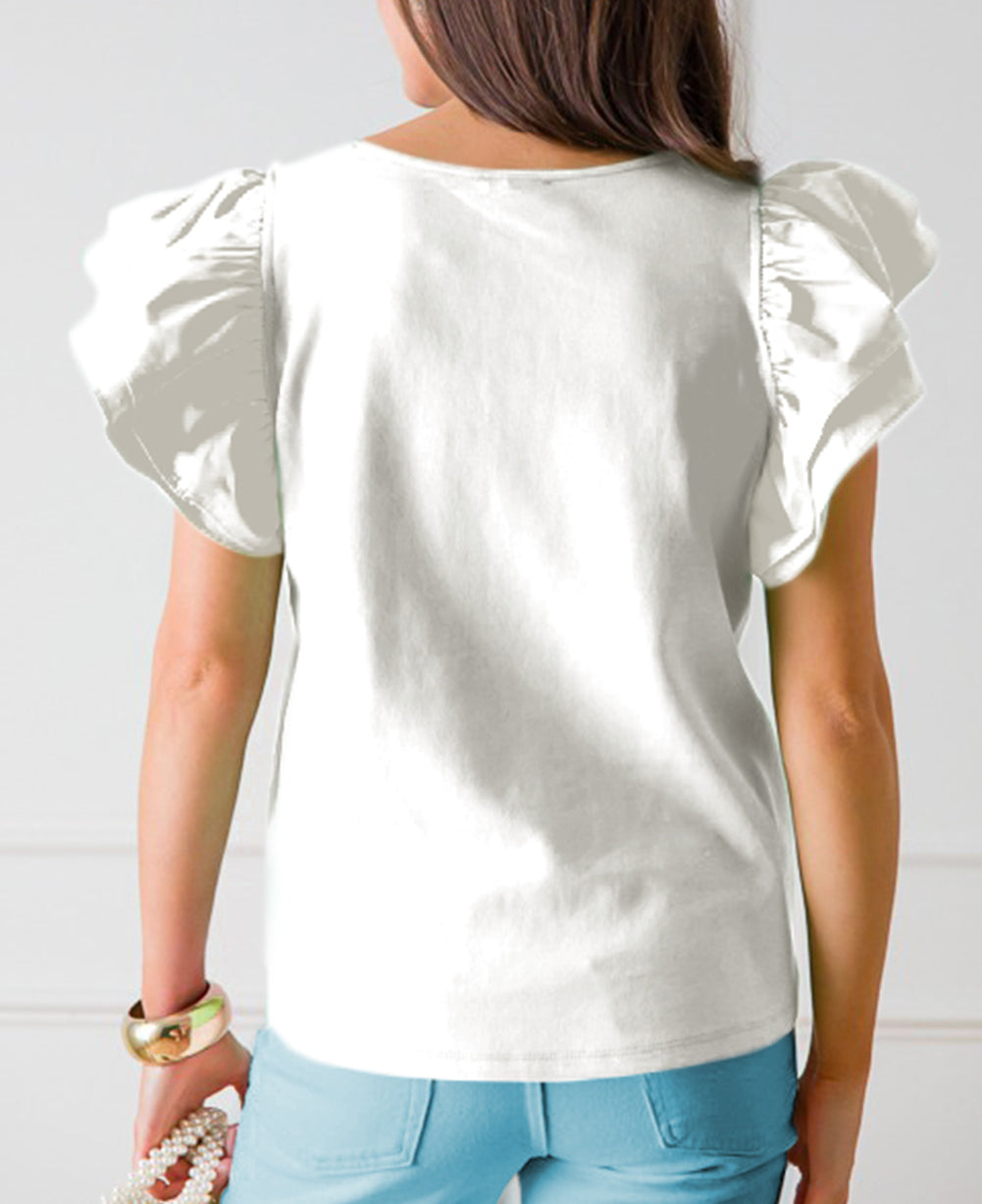Flutter Sleeve Square Neck Top