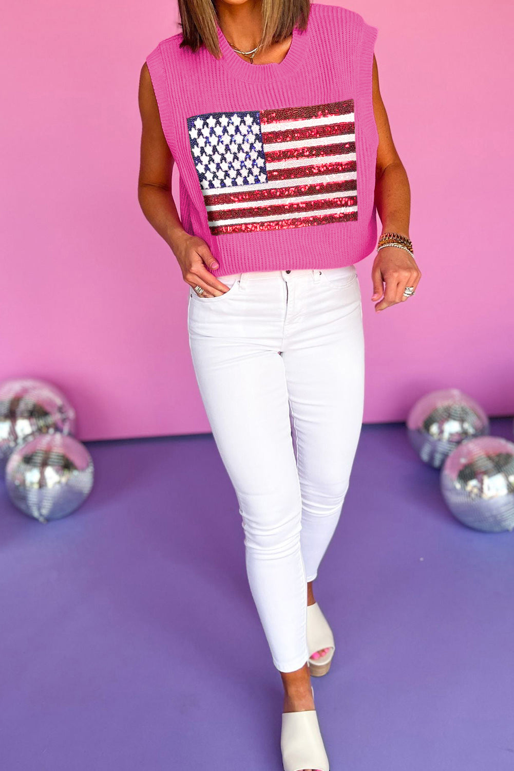 Sparkling American Flag Knitted Vest
