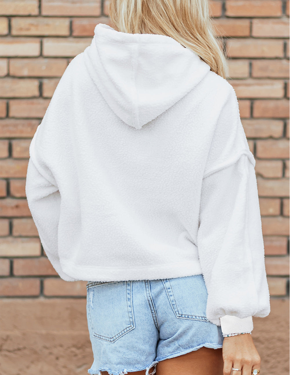 Sherpa Fleece Drop Shoulder Hoodie