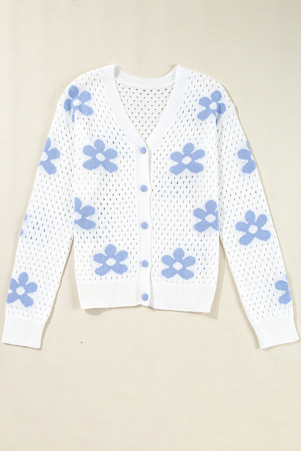 Flower Knit Hollow Out Open Short Cardigan