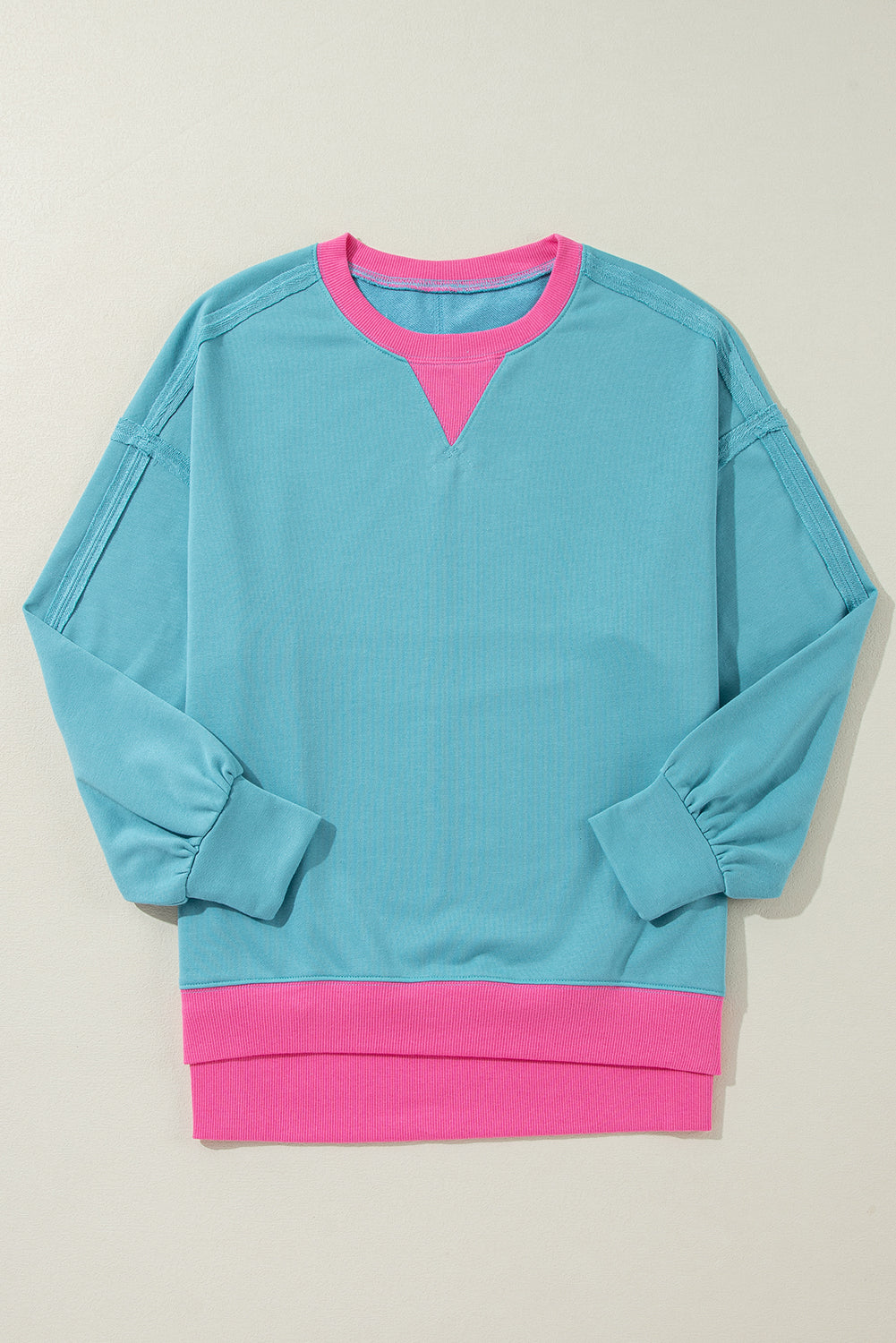 Colorblock Patchwork Crew Neck Loose Sweatshirt