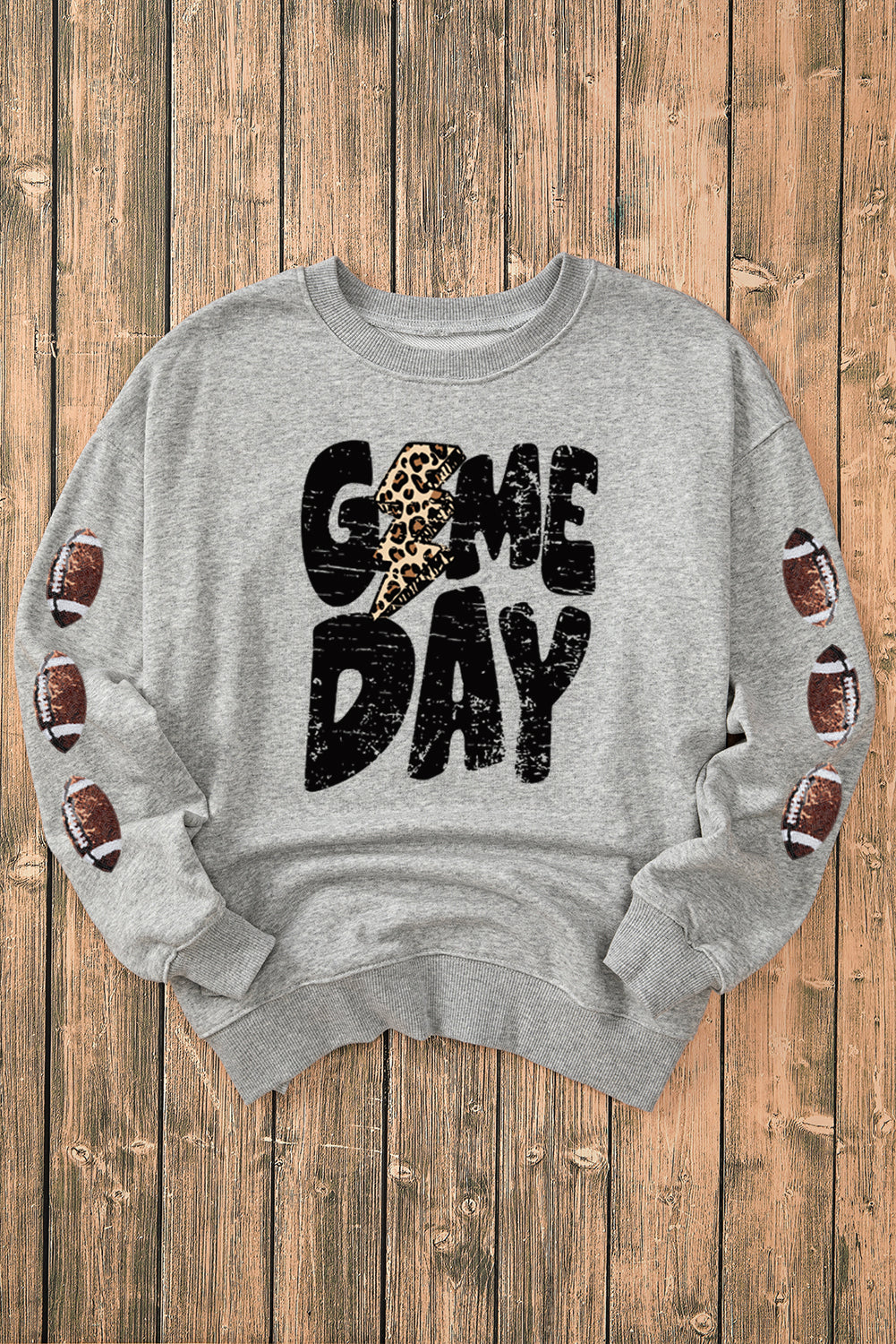 GAME DAY Sequin Rugby Football Drop Shoulder Sweatshirt