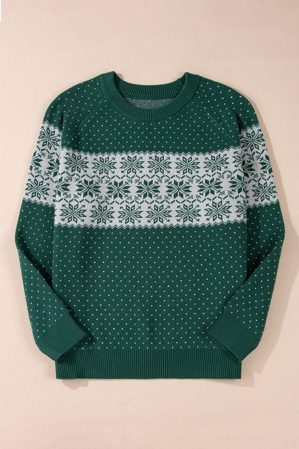 Christmas Snowflake Pattern Drop Shoulder Plus Size Sweater