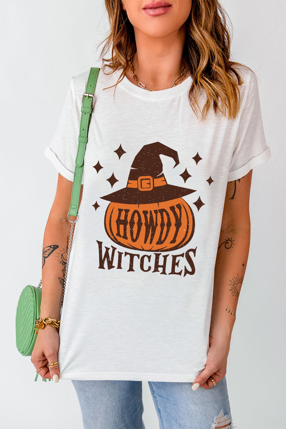 HOWDY WITCHES Pumpkin Graphic Halloween T Shirt
