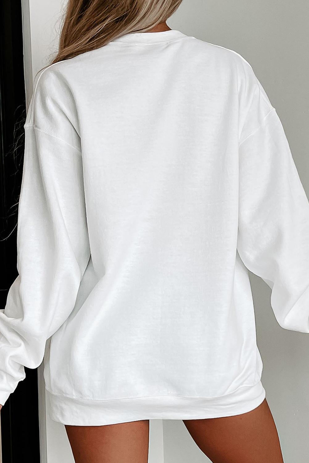Chenille Bowknot Graphic Drop Shoulder Baggy Sweatshirt