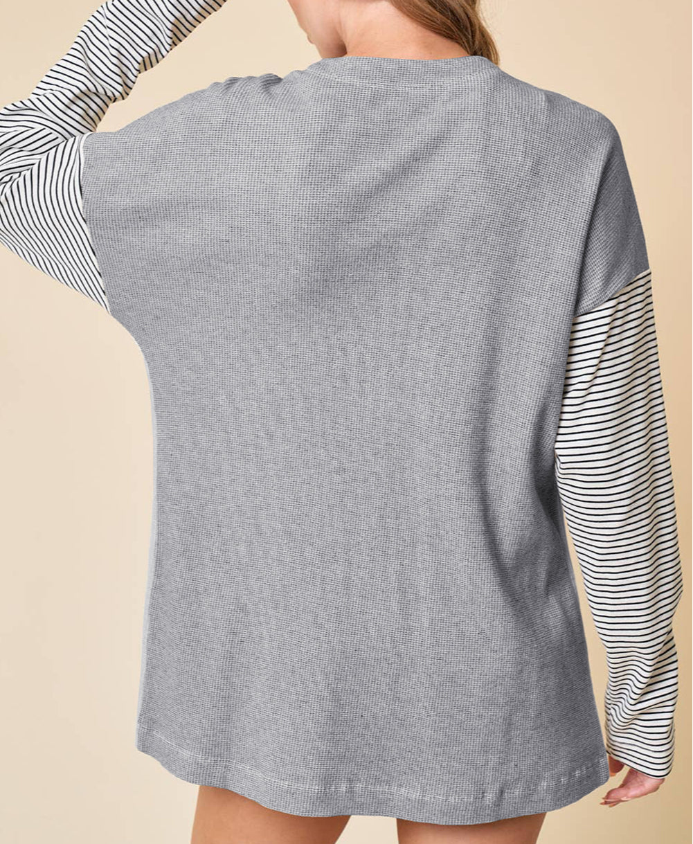 Colorblock Patchwork Open Front Cardigan with Pocket