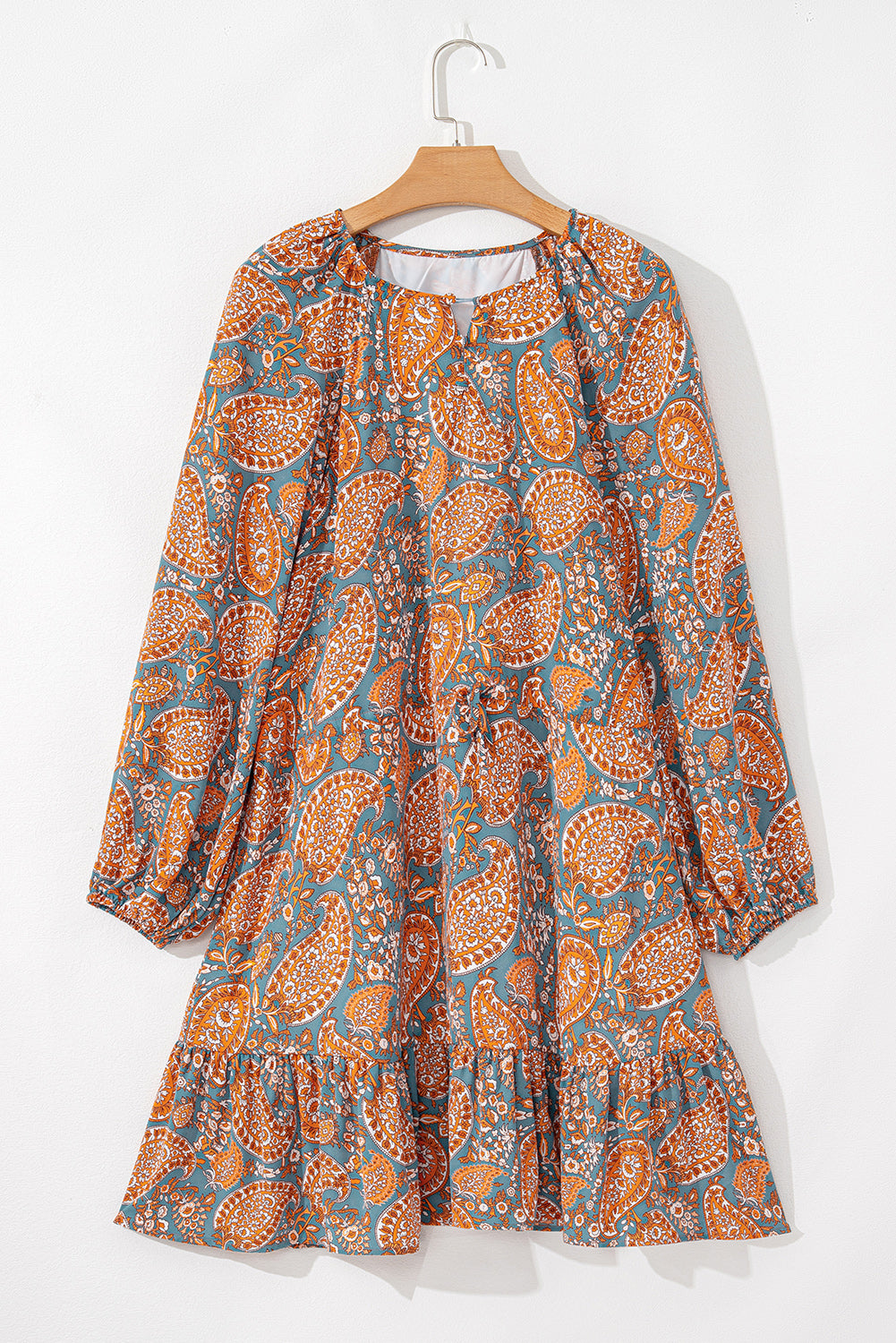 Print Loose Fit Drawstring High Waist Mini Dress