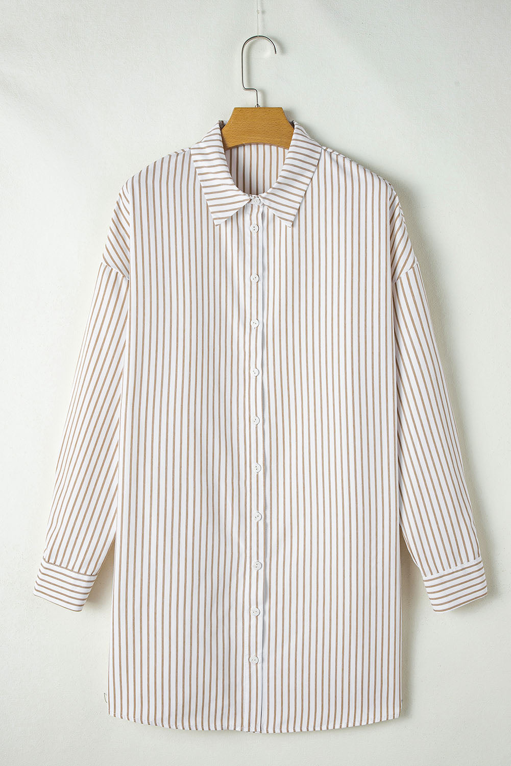 Stripe Long Sleeve Button Up Mini Shirt Dress