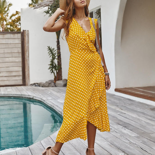 Summer V-neck ruffle dress