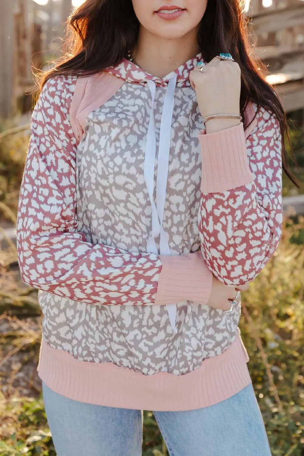 Leopard Long Sleeve Hooded Sweatshirt