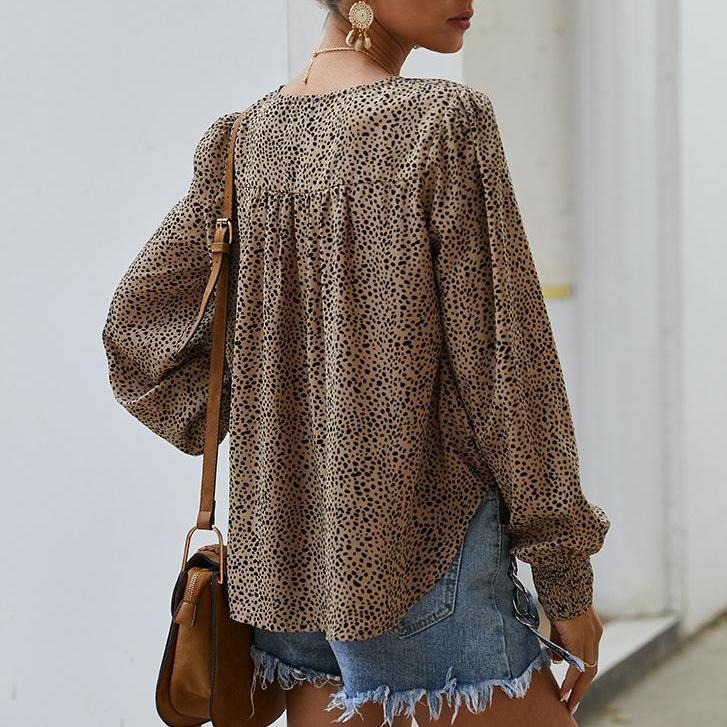 Long-sleeved shirt small floral blouse