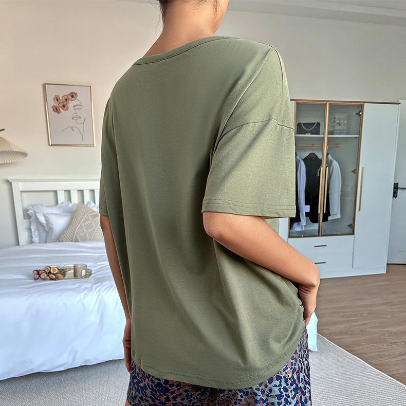 Solid color knitted cotton short blouse