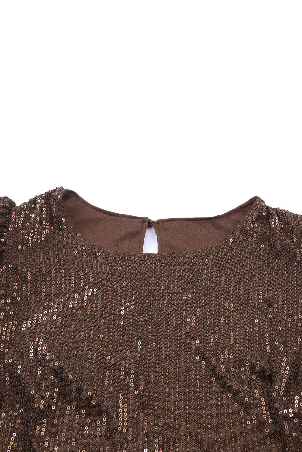 Brown Puff Sleeve Sequin Top