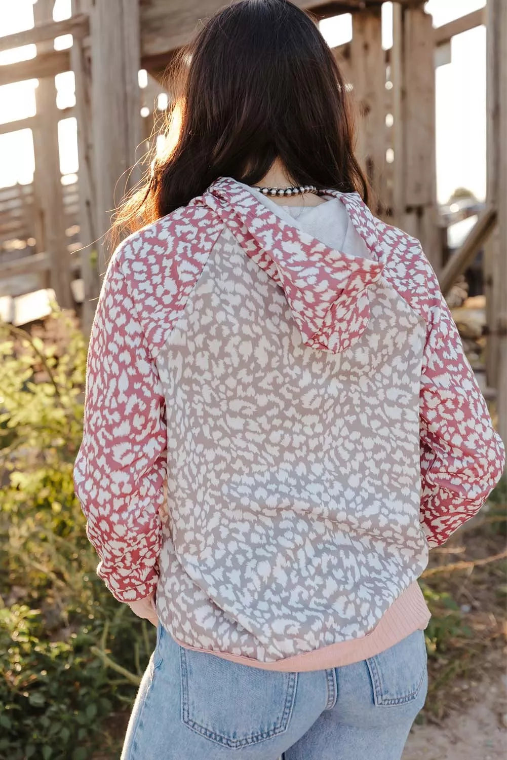 Leopard Long Sleeve Hooded Sweatshirt