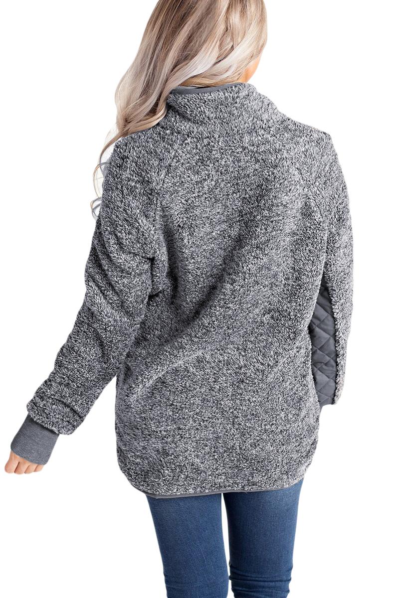 Fleece Asymmetrical Snap Pullover