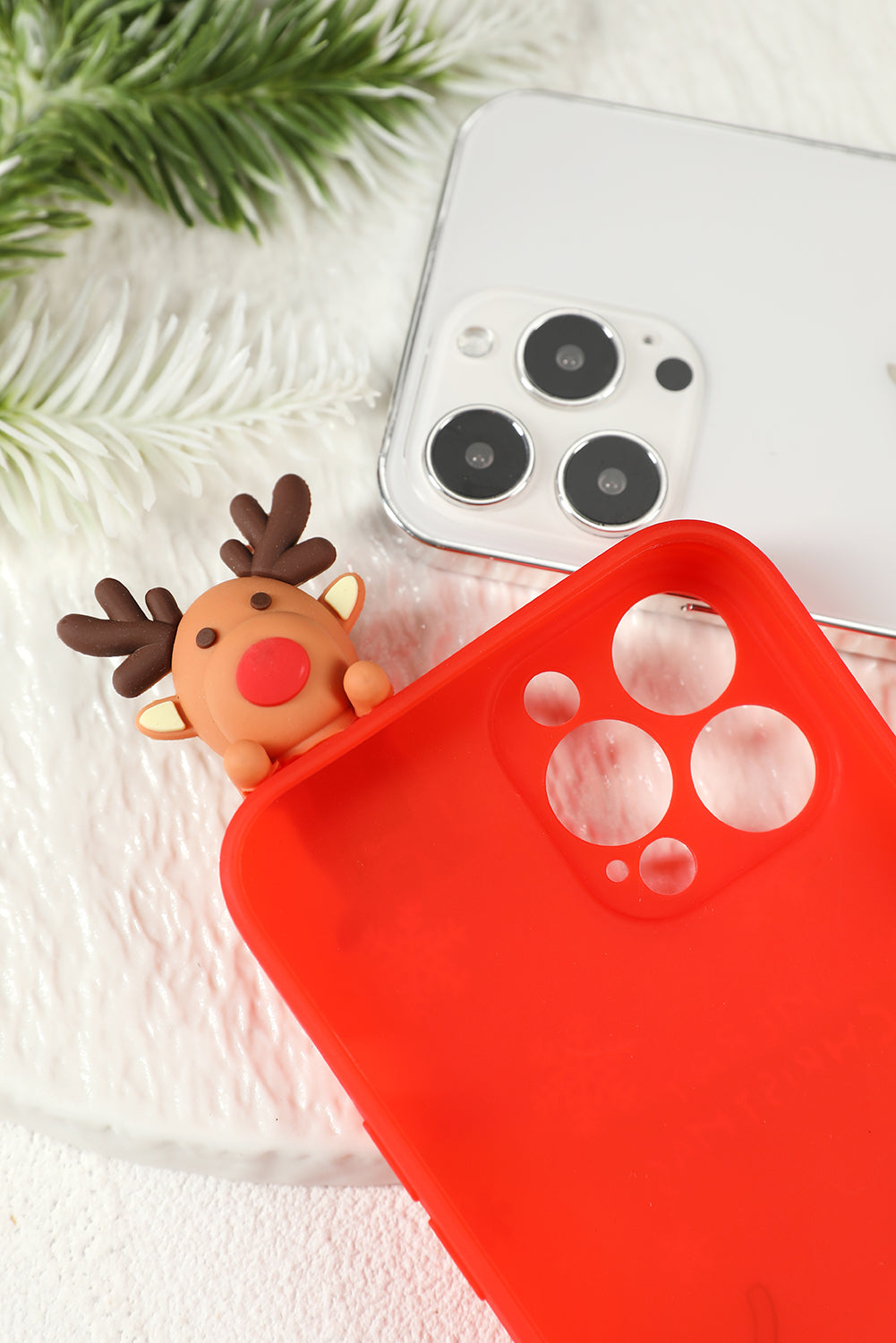 Red Lovely 3D Deer Doll Christmas Pattern Mobile Phone Case