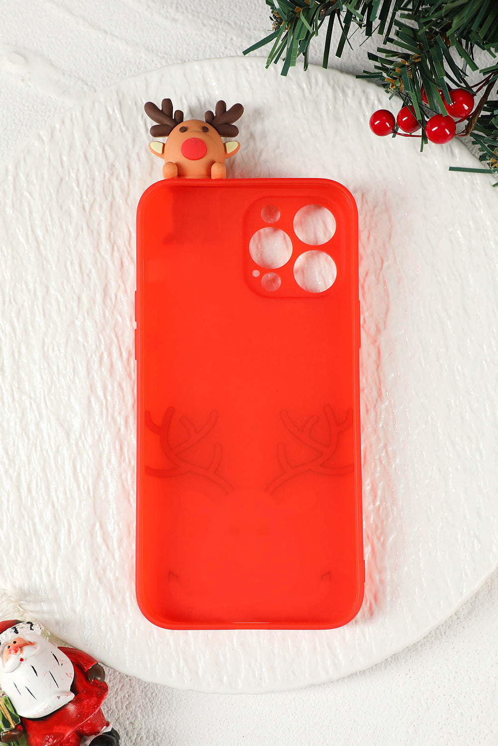 Red Lovely 3D Deer Doll Christmas Pattern Mobile Phone Case