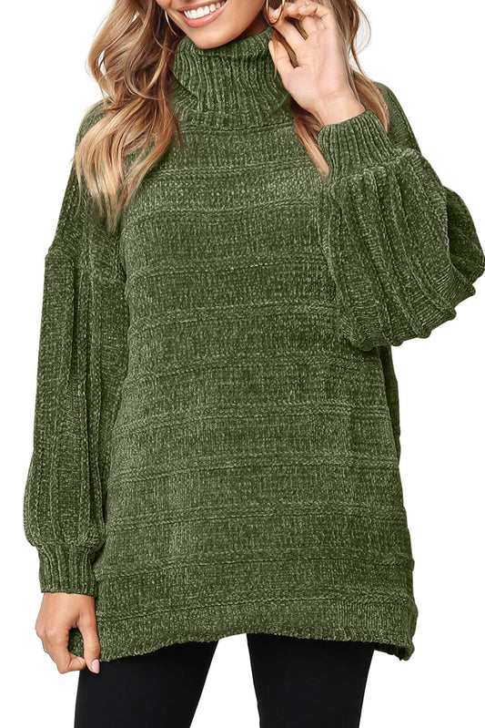 Army Green Soft Velvet Knit Sweater Jumper