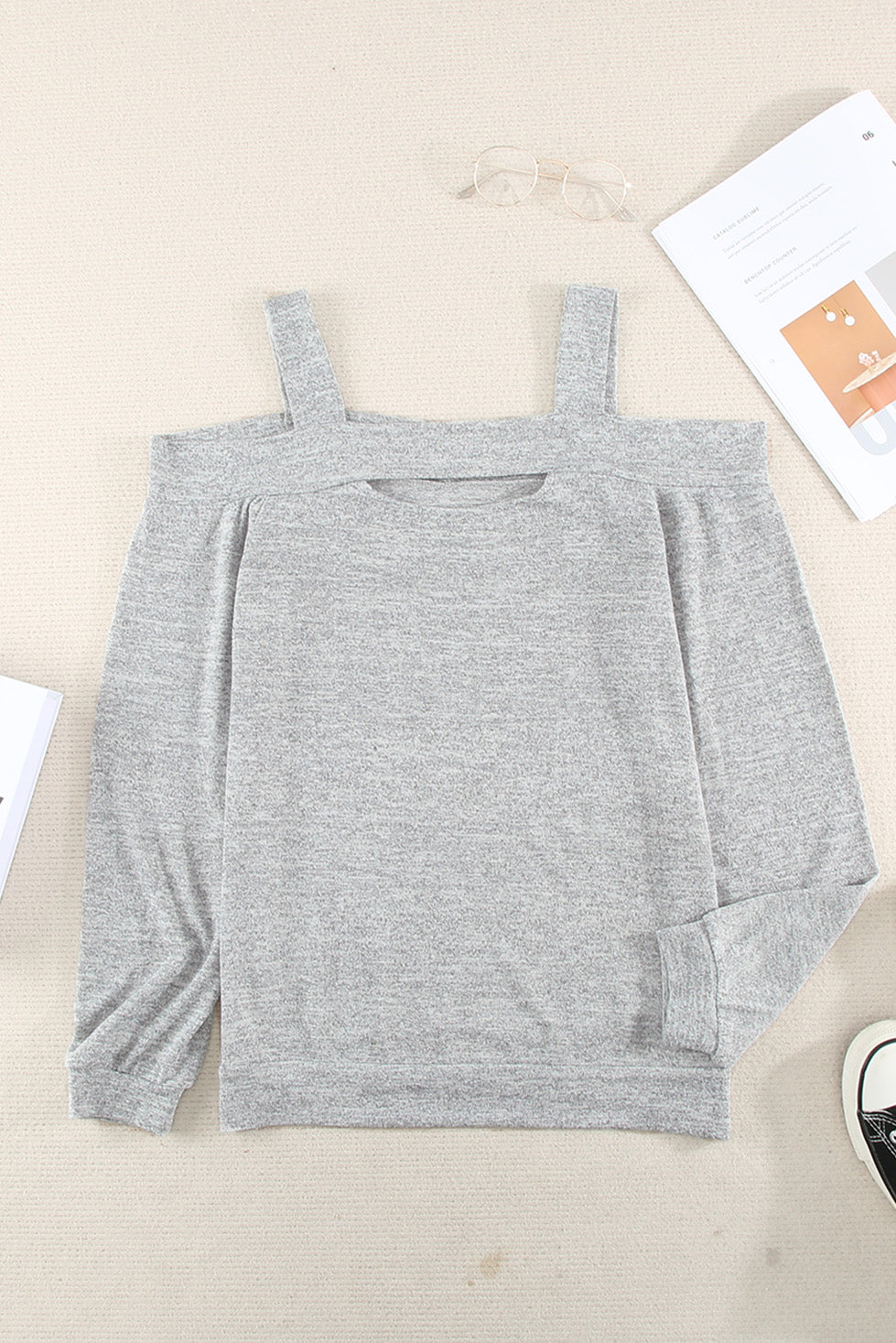 Cold Shoulder Hollow-out Bust Knit Top
