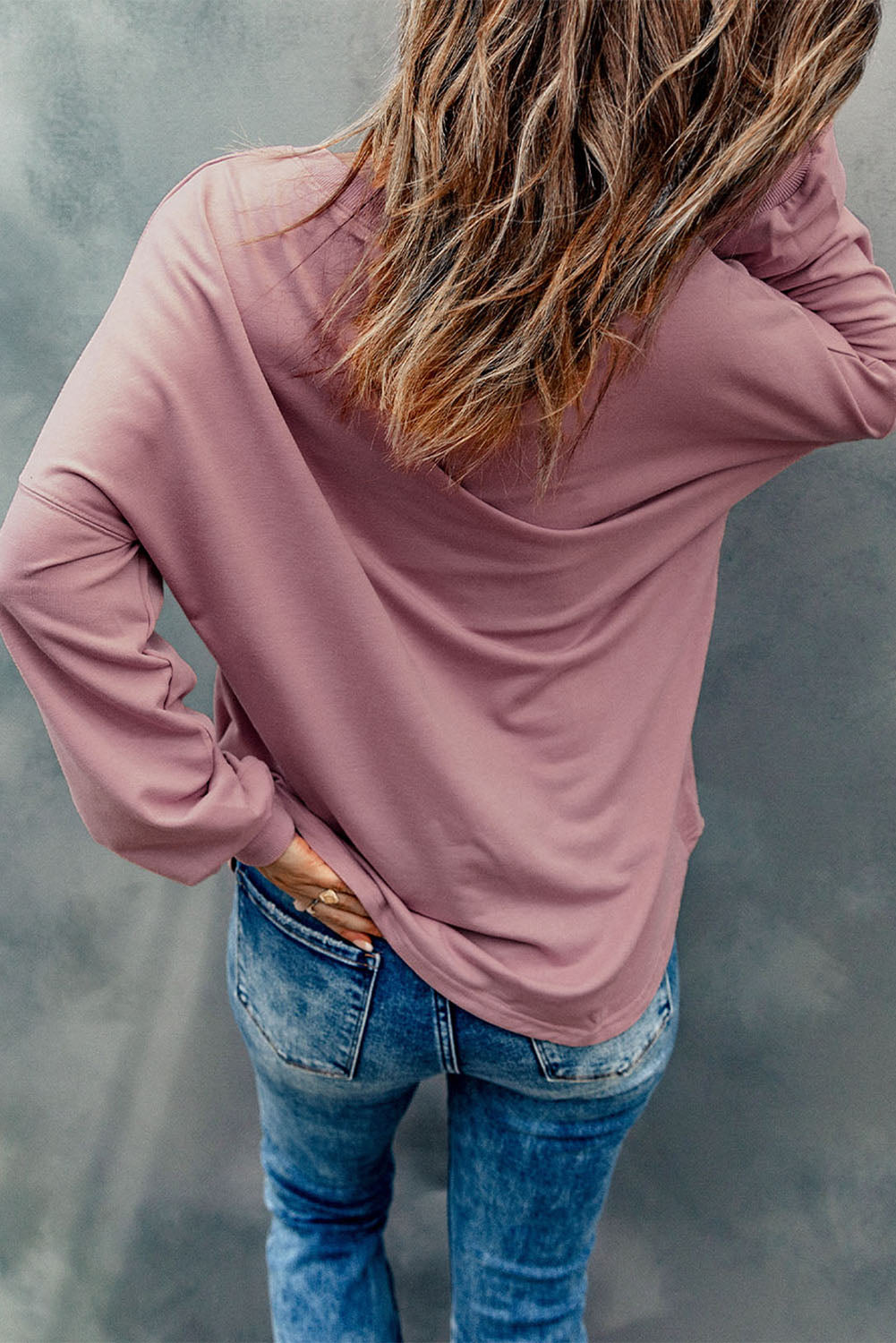 Buttoned V Neck Cotton Loose Fit Top