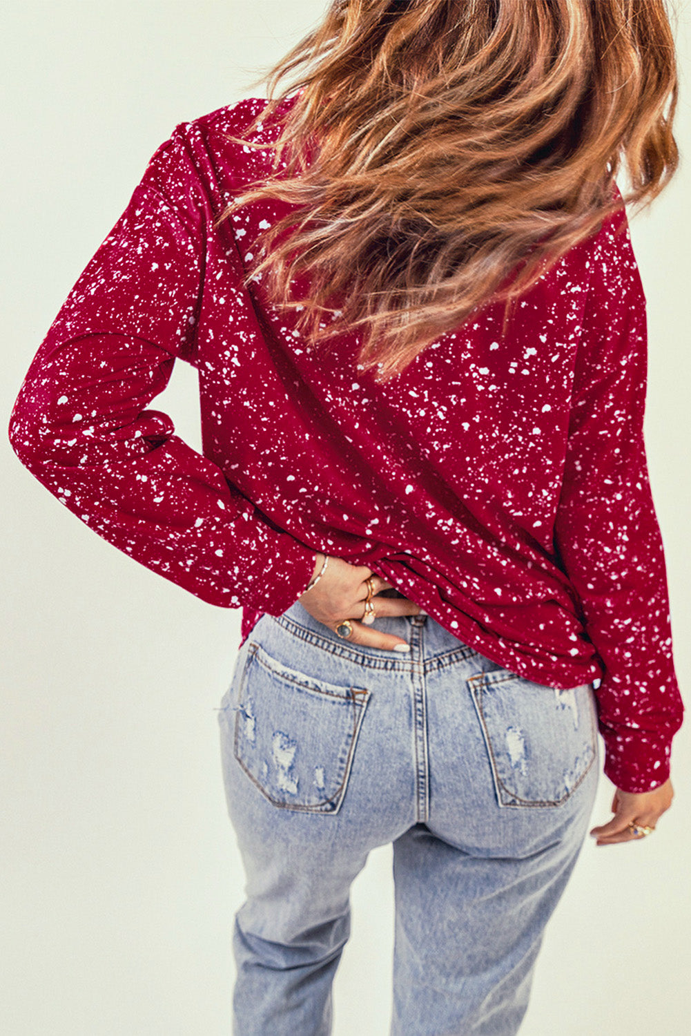 Red MERRY BRIGHT Leopard Color Block Sweatshirt