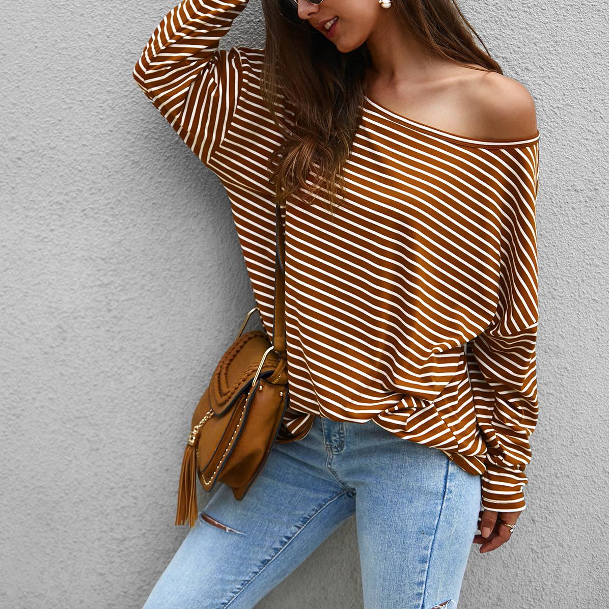 Long-sleeved striped jersey for women