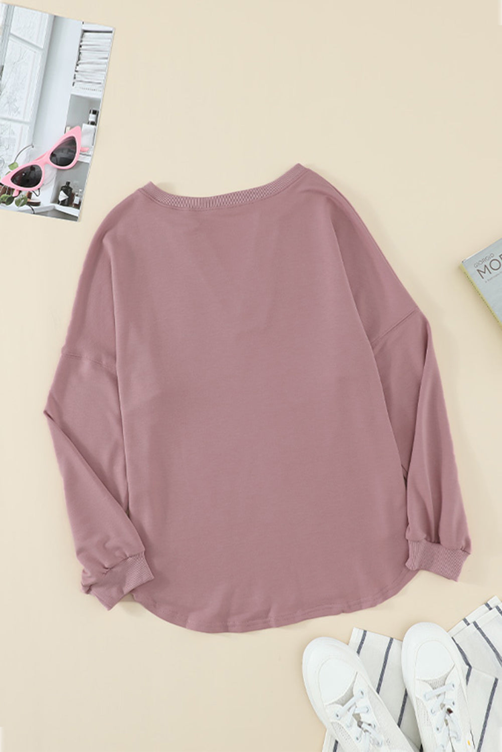 Buttoned V Neck Cotton Loose Fit Top
