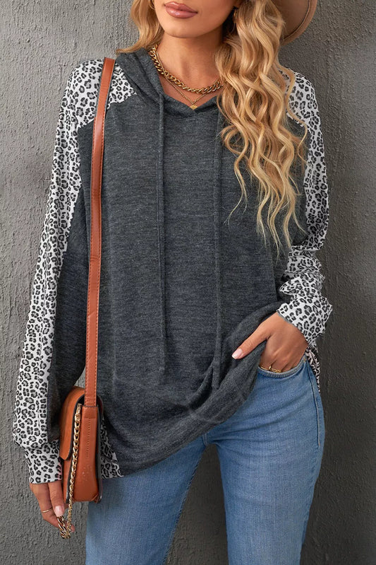 Leopard Patchwork Pullover Hoodie