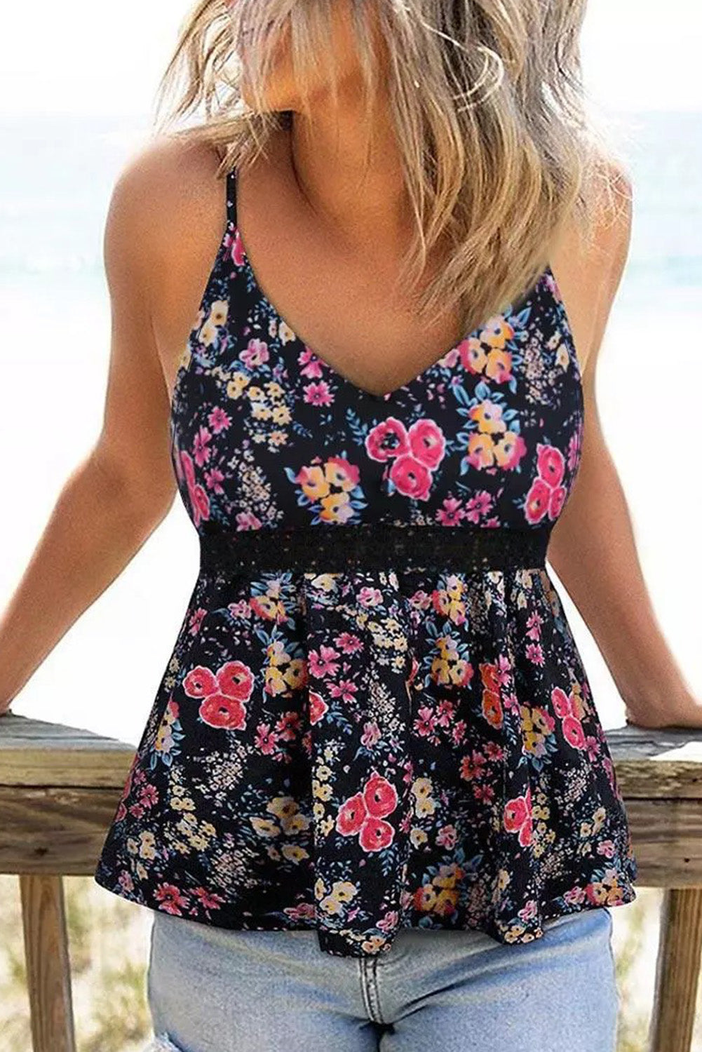 peplum spaghetti top
