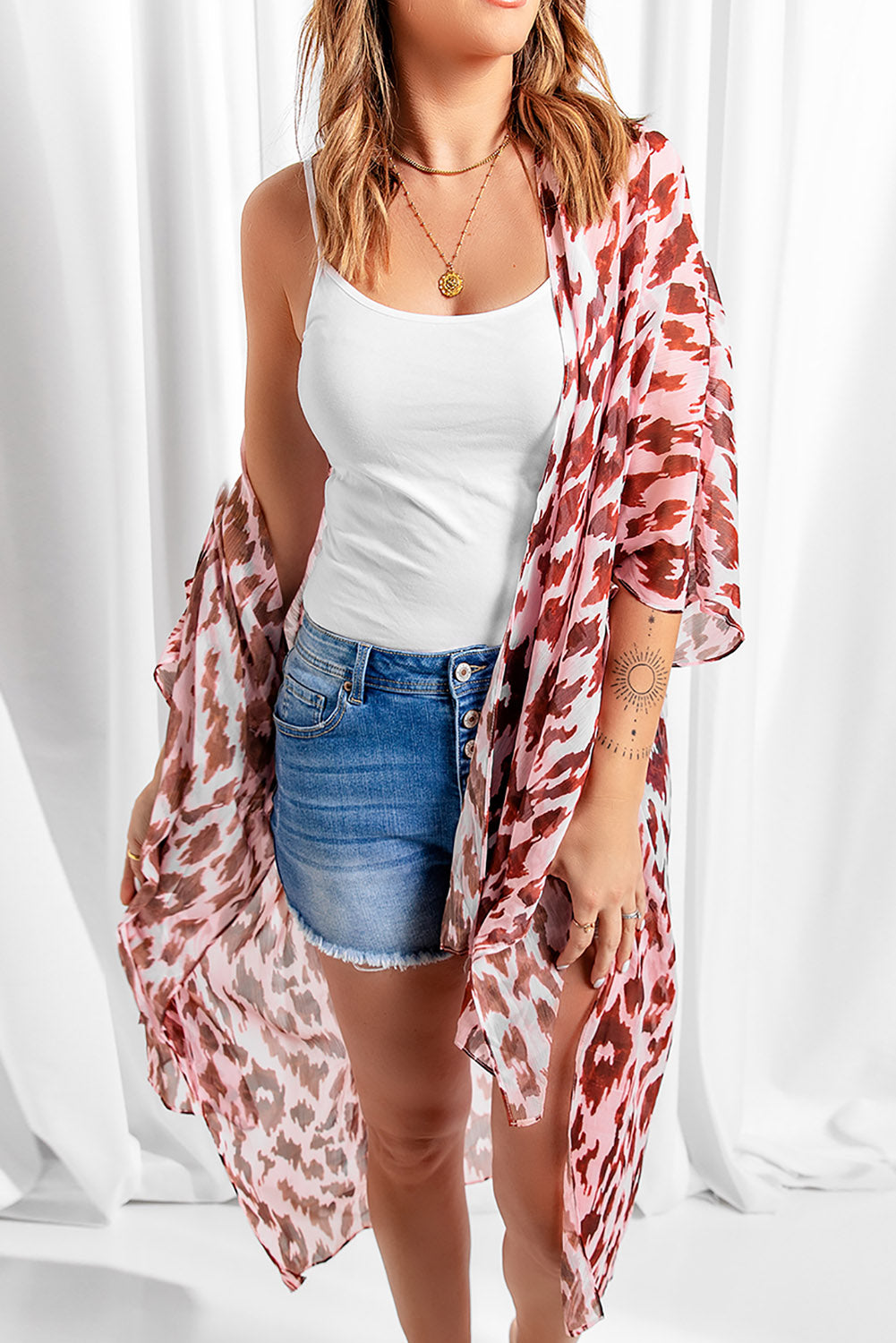 Pink Animal Print Kimono