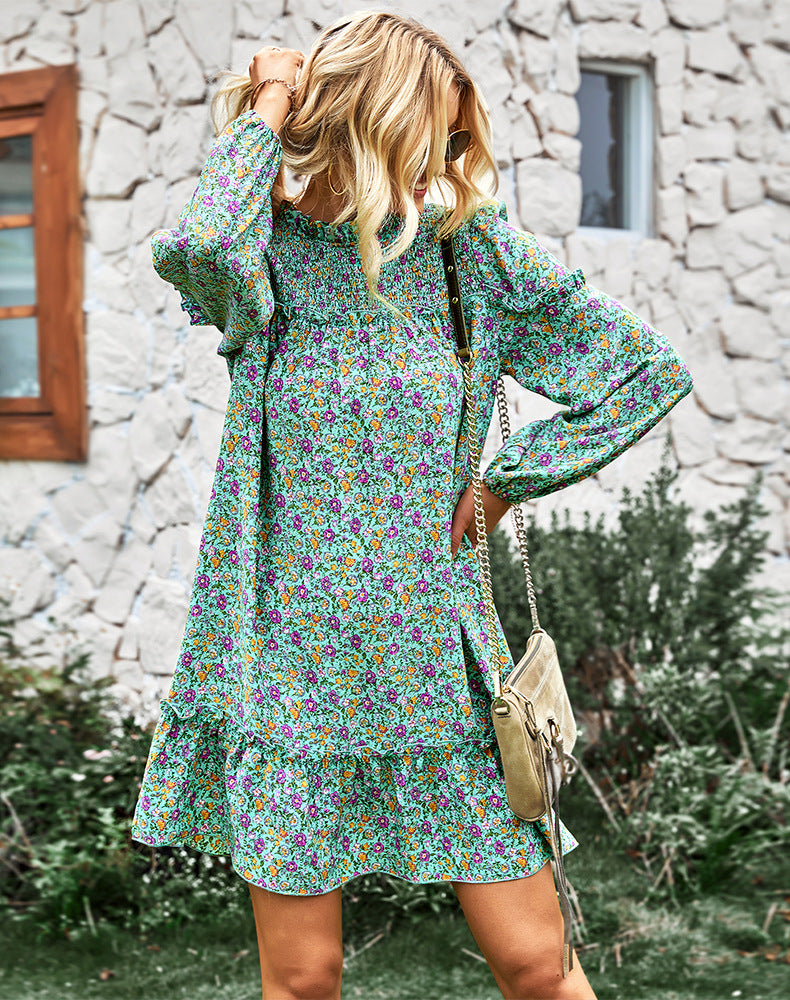 Multicolor Split Neck Buttons Front Shirt Floral Dress