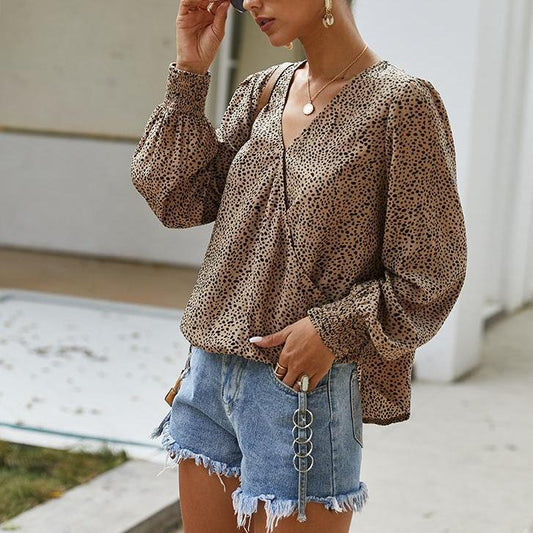 Long-sleeved shirt small floral blouse