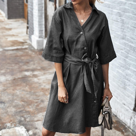 Casual strappy denim dress for women