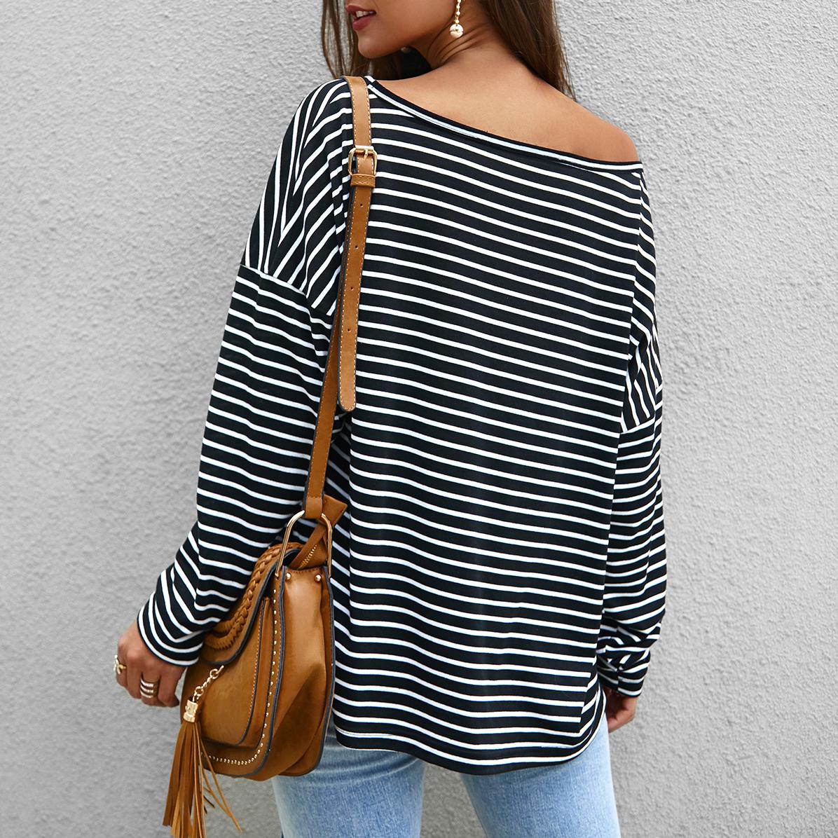 Long-sleeved striped jersey for women