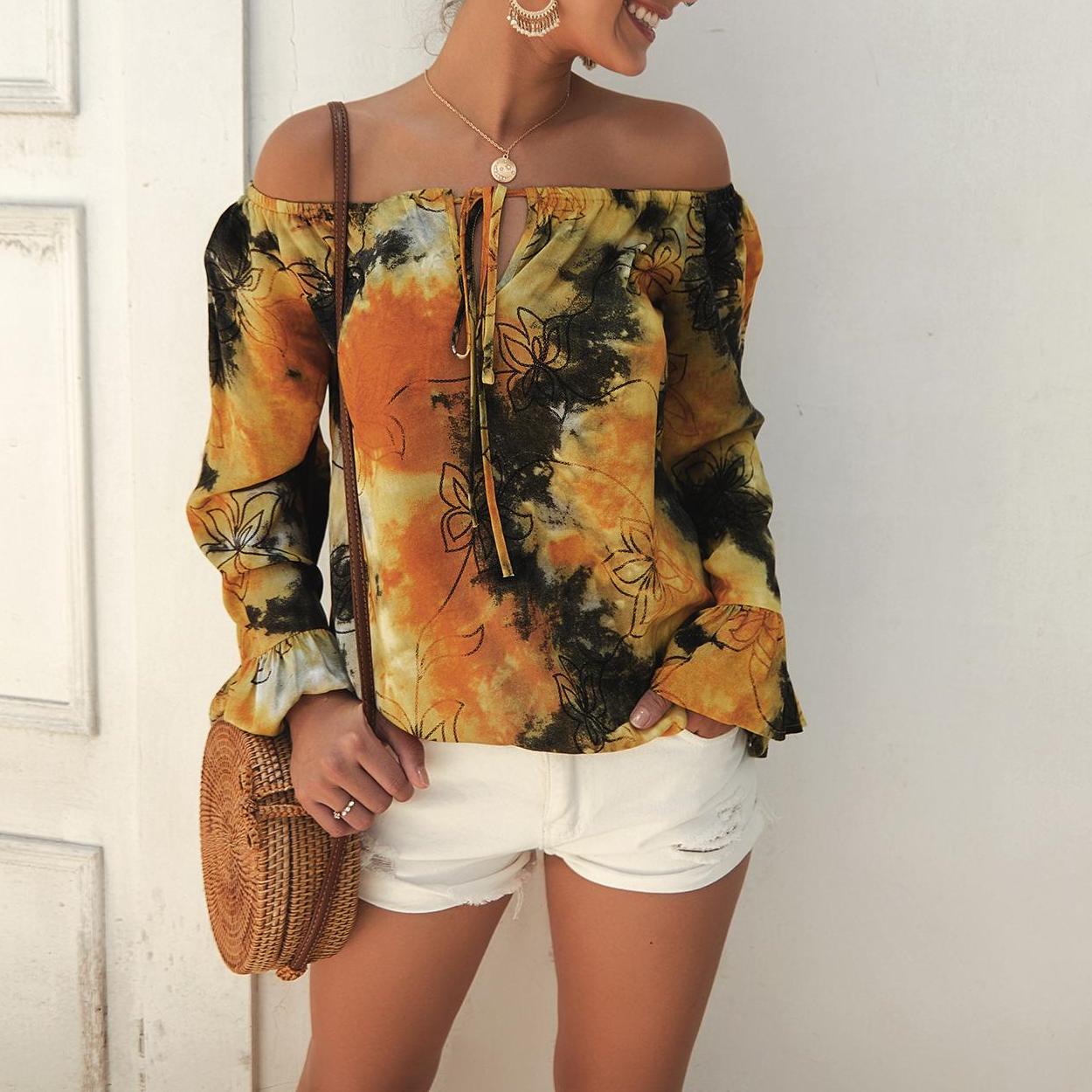 Summer strapless sexy long-sleeved shirt
