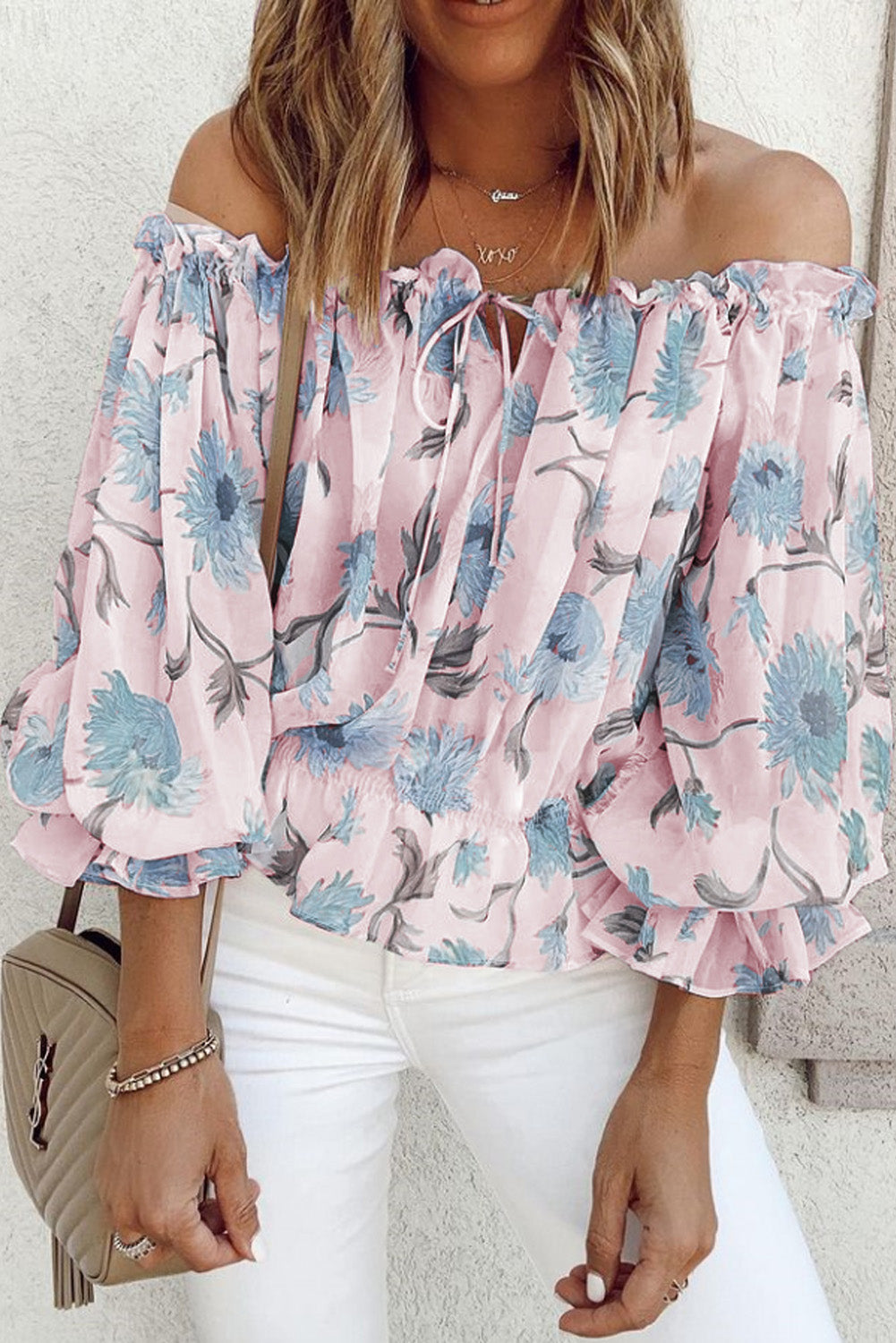 Floral Print Off the Shoulder Blouse