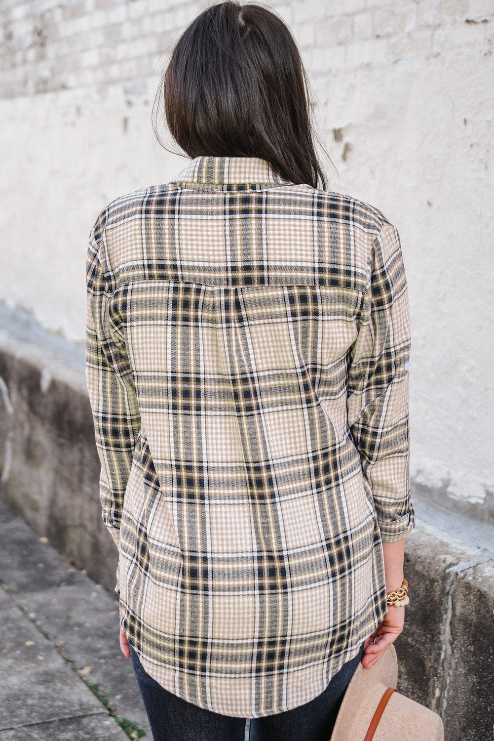 Chest Pocket Plaid Pattern Long Sleeve Shirt