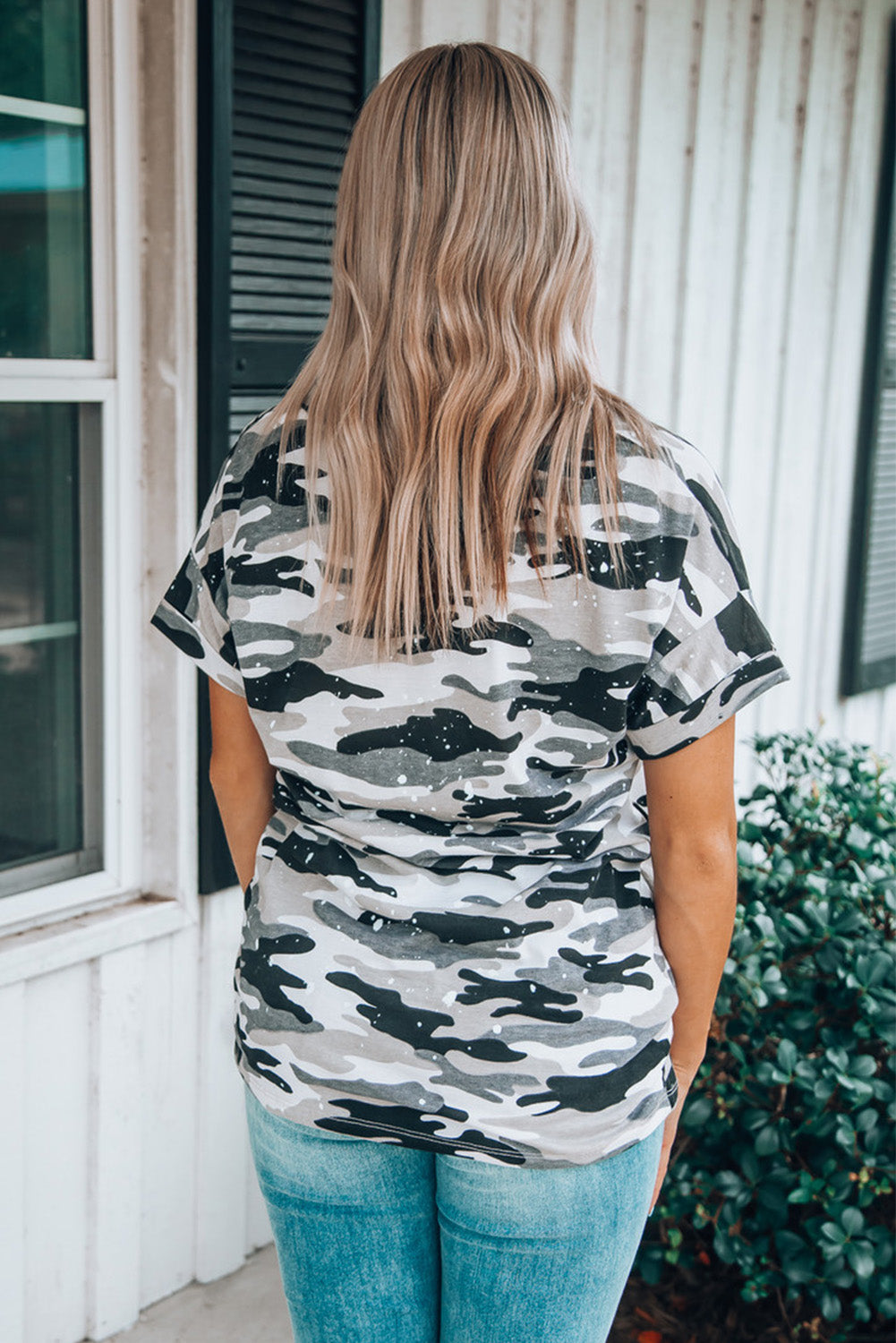 Green Bleach Splash Camo Short Sleeve T Shirt