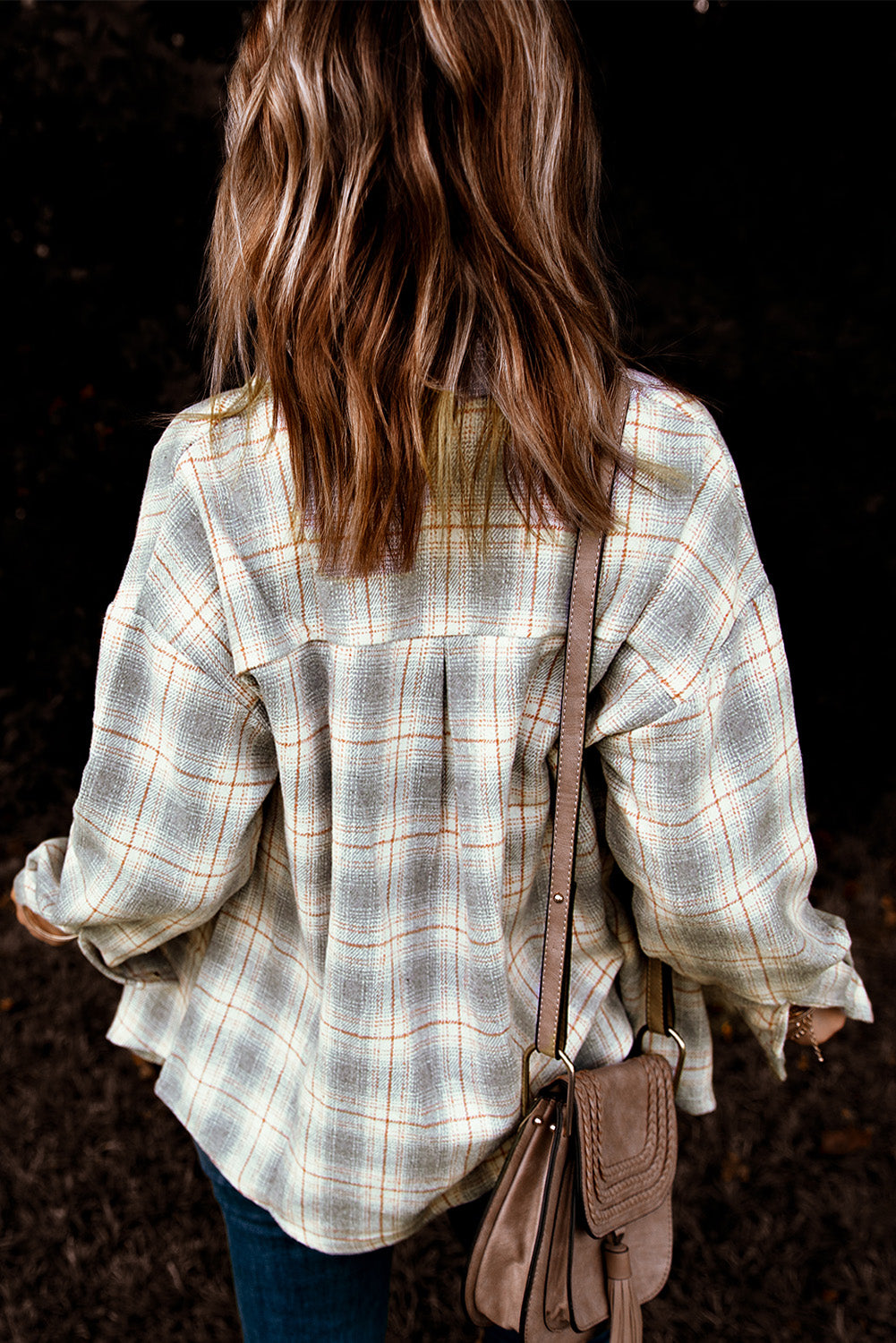 Buttoned Turn Down Collar Plaid Shirt