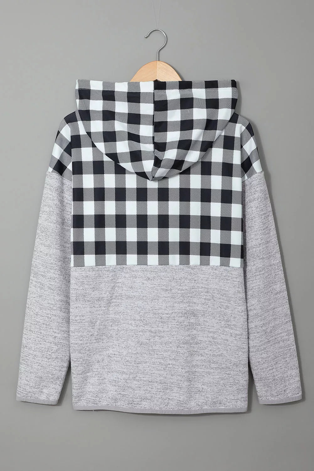 Plaid Splicing Pocketed Hoodie