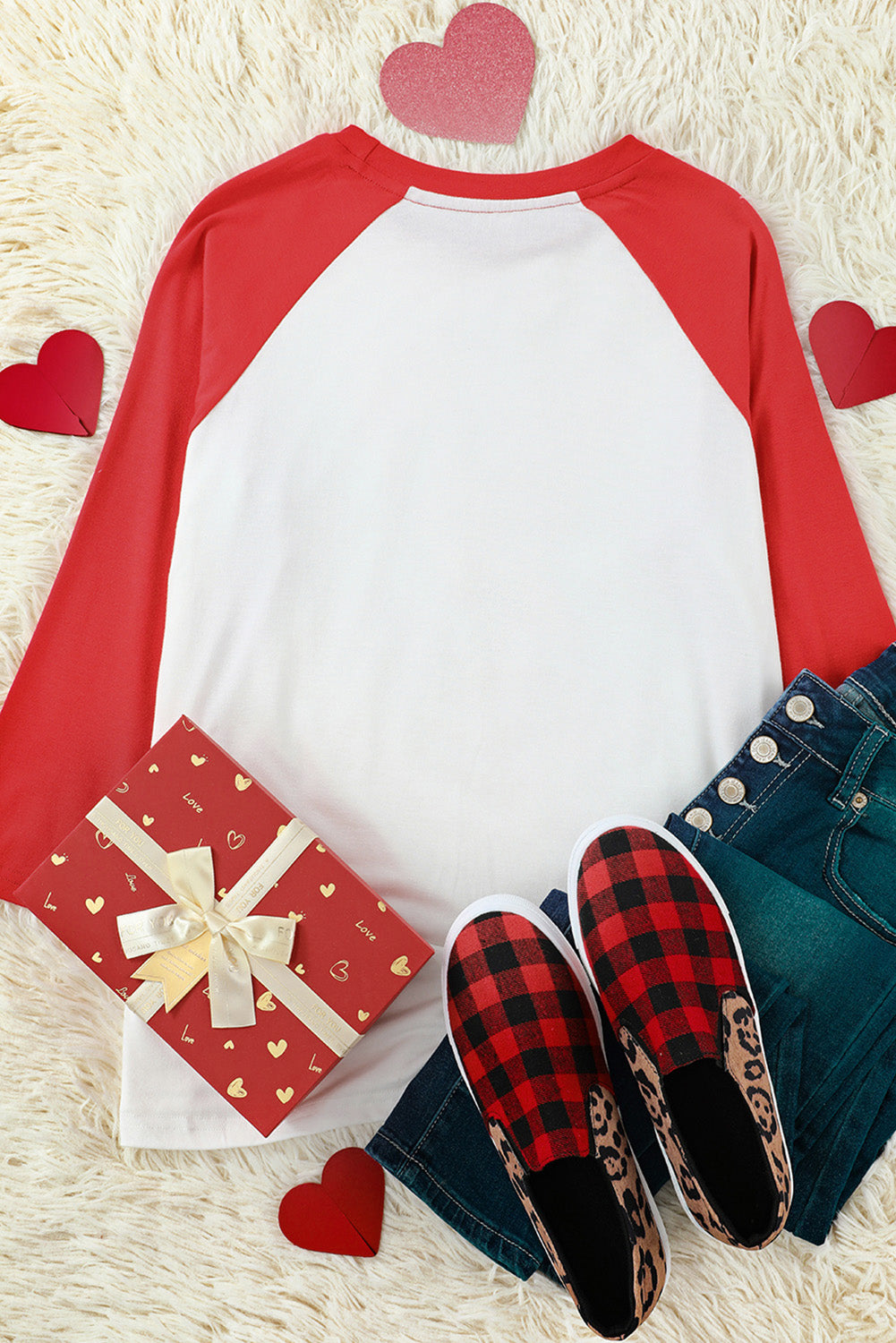 Red Sweet LOVE Heart Pattern Valentines Graphic Tee