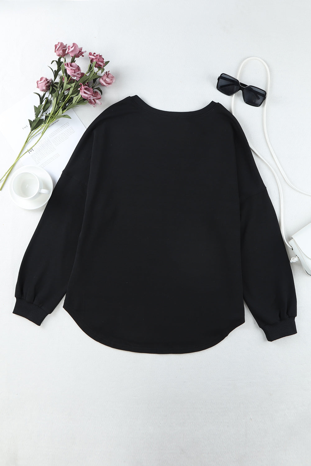 Buttoned V Neck Cotton Loose Fit Top