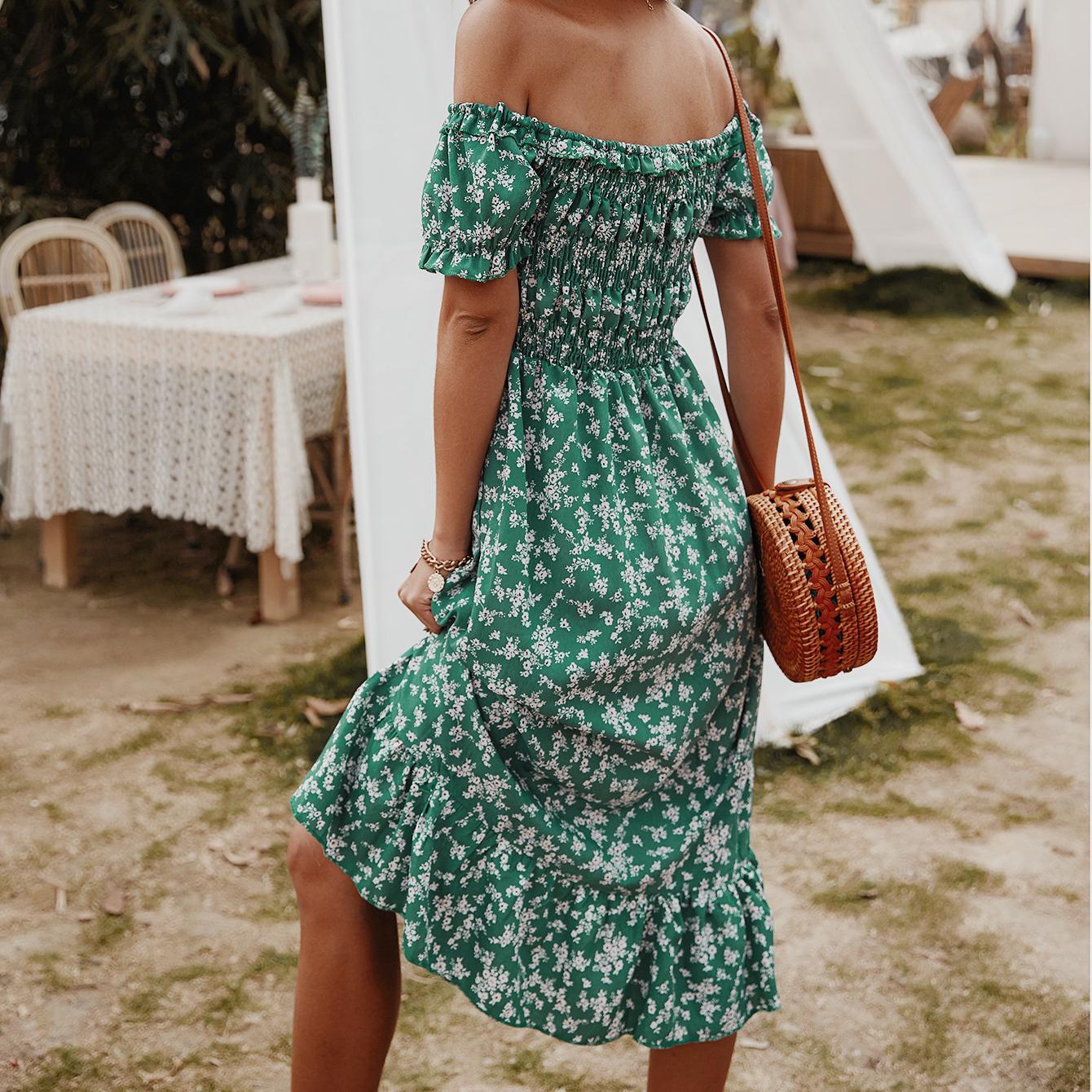 Bohemian style strapless printed dress
