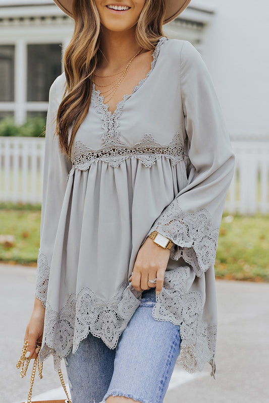 Bell Sleeves Crochet Insert Blouse