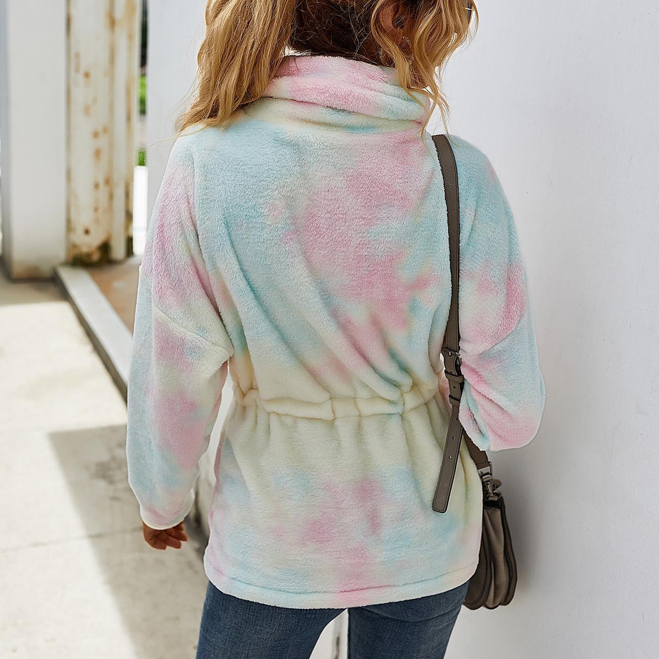 Autumn and winter high neck tie-dye sweater