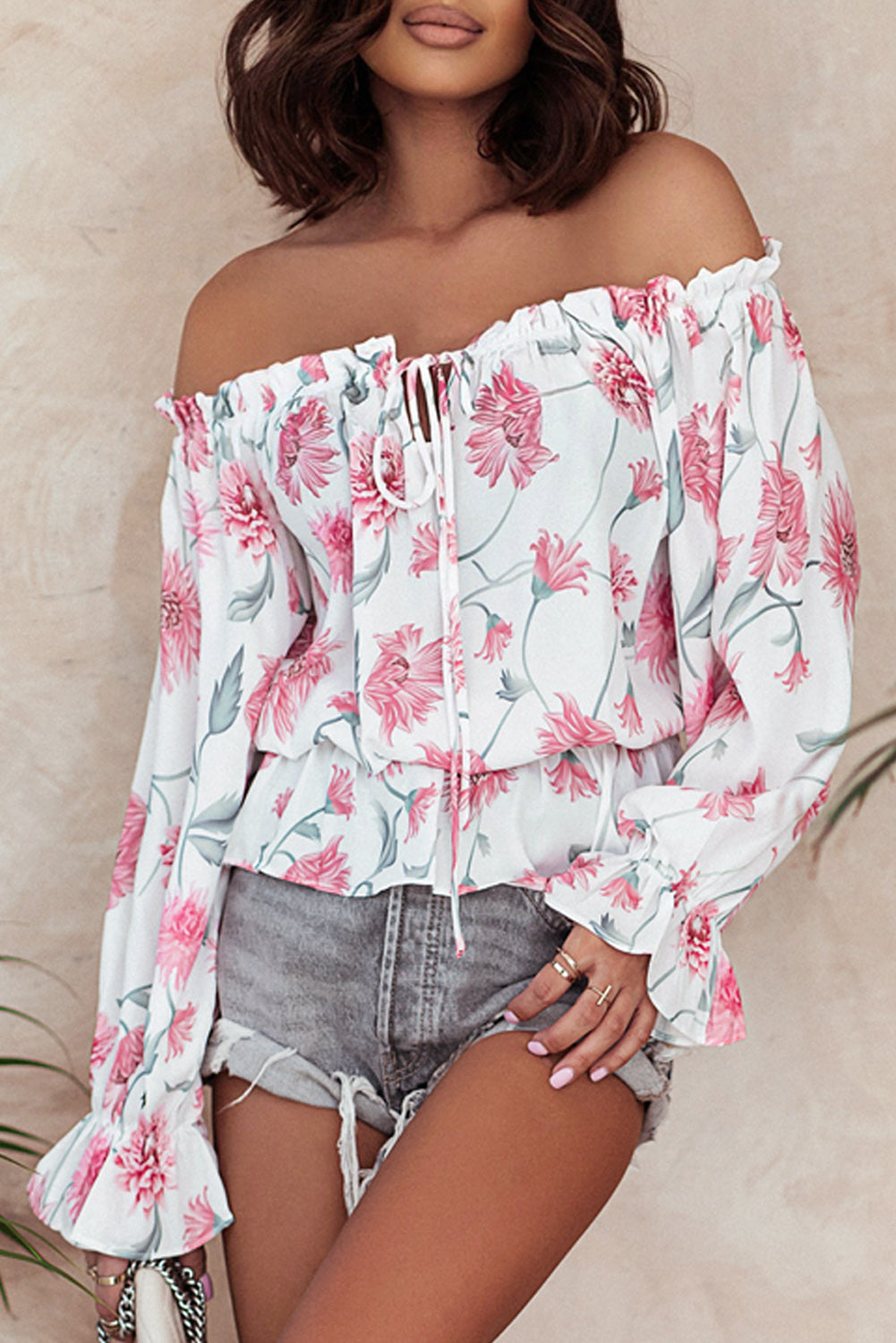 Floral Print Off the Shoulder Blouse