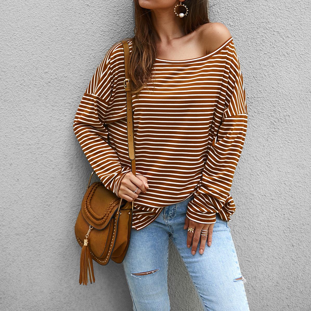 Long-sleeved striped jersey for women